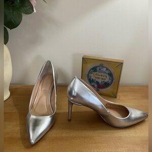Charles By Charles David Metallic Silver Pointed-Toe Stiletto Pumps